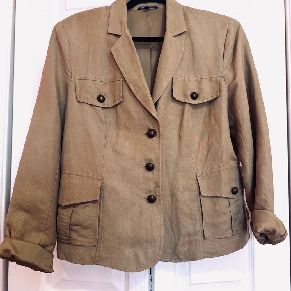 Reitmans Tan Button-Front Utility Blazer